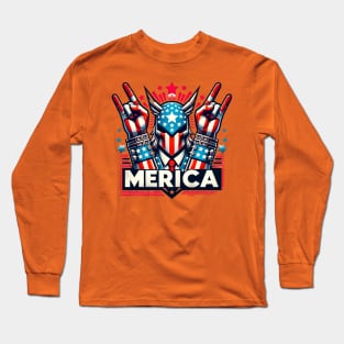 Trump Merica and 3rd World Country Rock Sign for 4th of July Long Sleeve T-Shirt